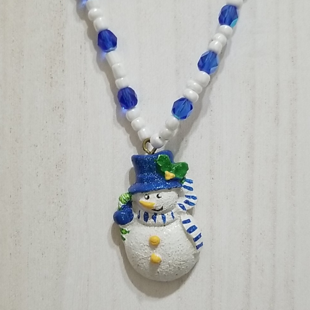 Beaded Snowman Necklace
